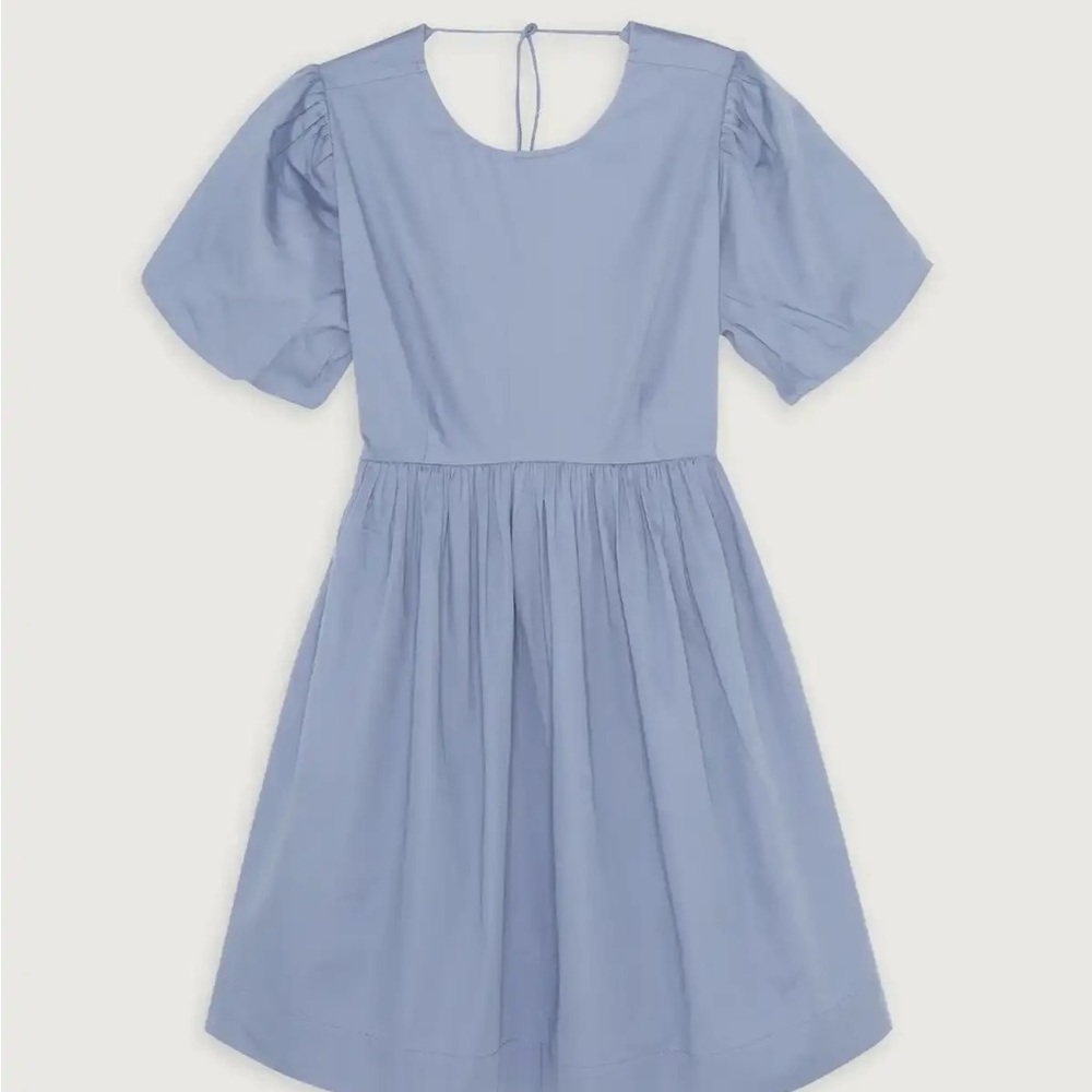 PUFF SLEEVE MINI DRESS open back tie